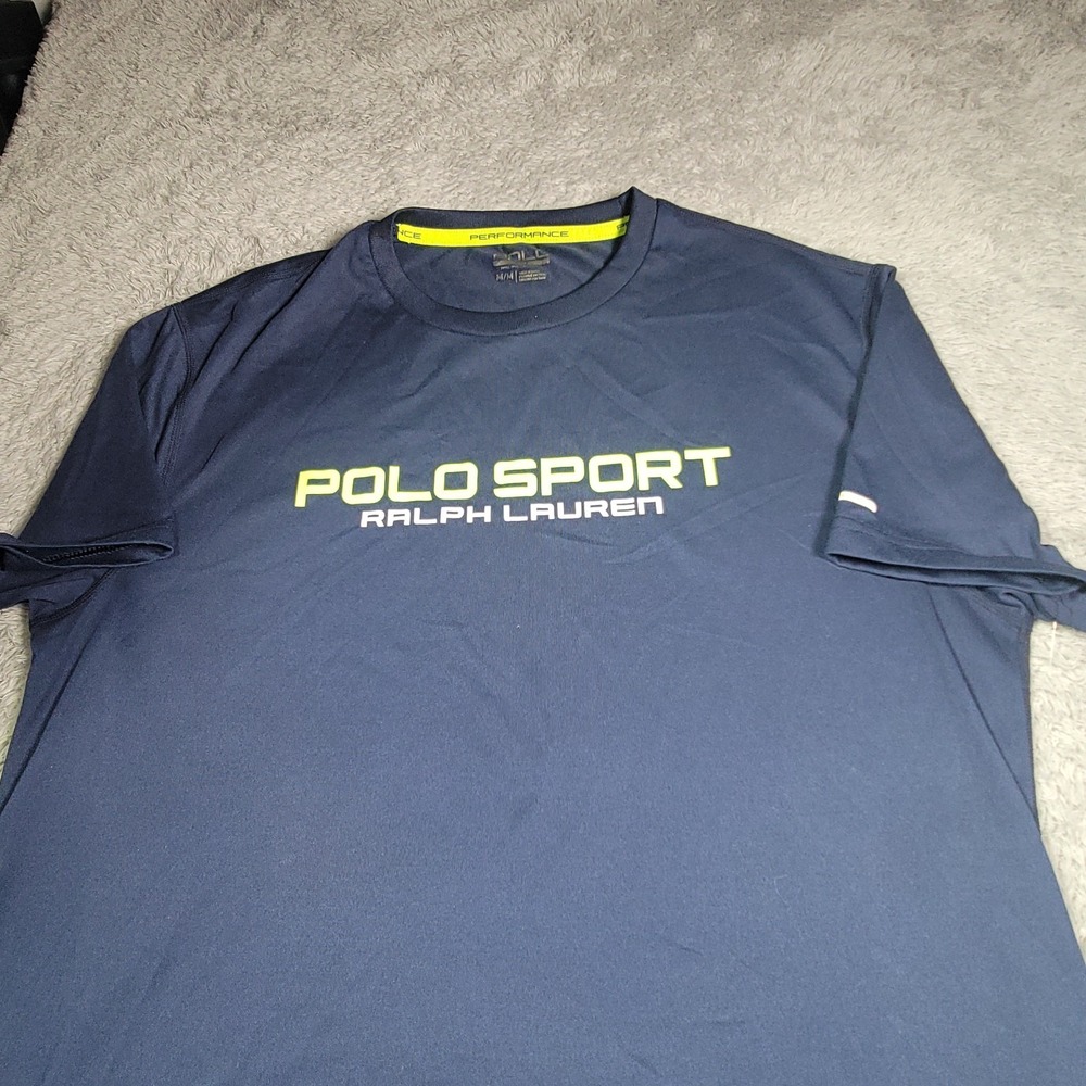 Polo Sport Ralph Lauren T-Shirt Men Medium Navy Blue Performance Short Sleeve